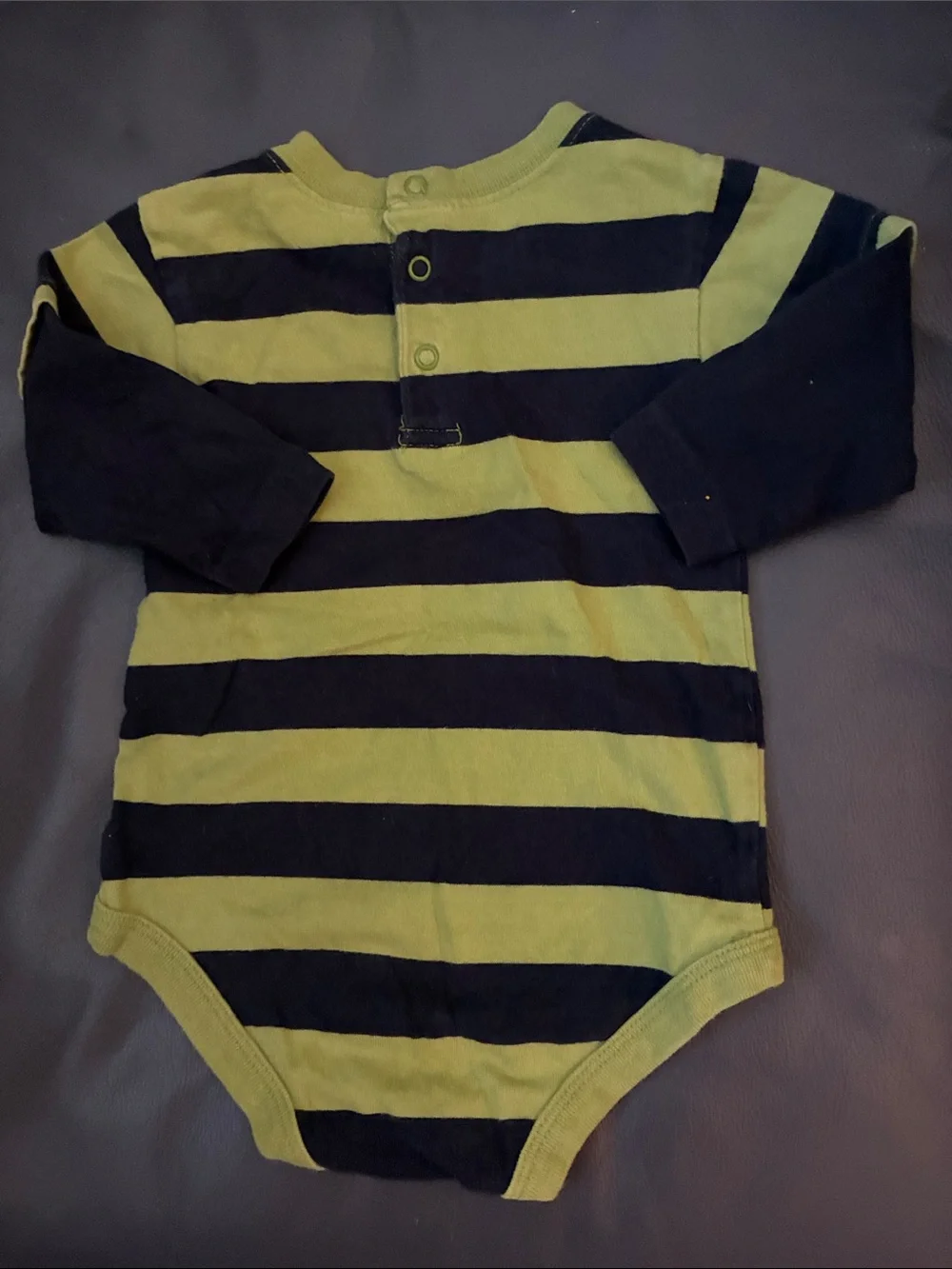 Wonderkids Green and Black Striped Baby One-Piece
